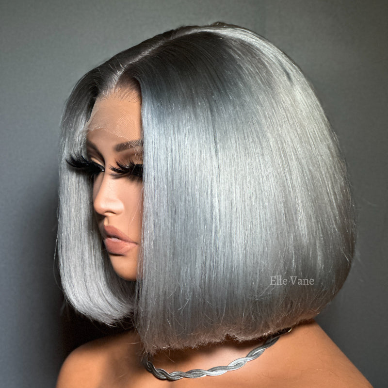 Elle Vane Silver Grey 13x4 Lace Frontal Bob Wig