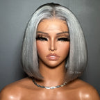 Elle Vane Silver Grey 13x4 Lace Frontal Bob Wig