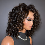 Elle Vane Brown highlight Loose Curly 13x4 Lace Wig