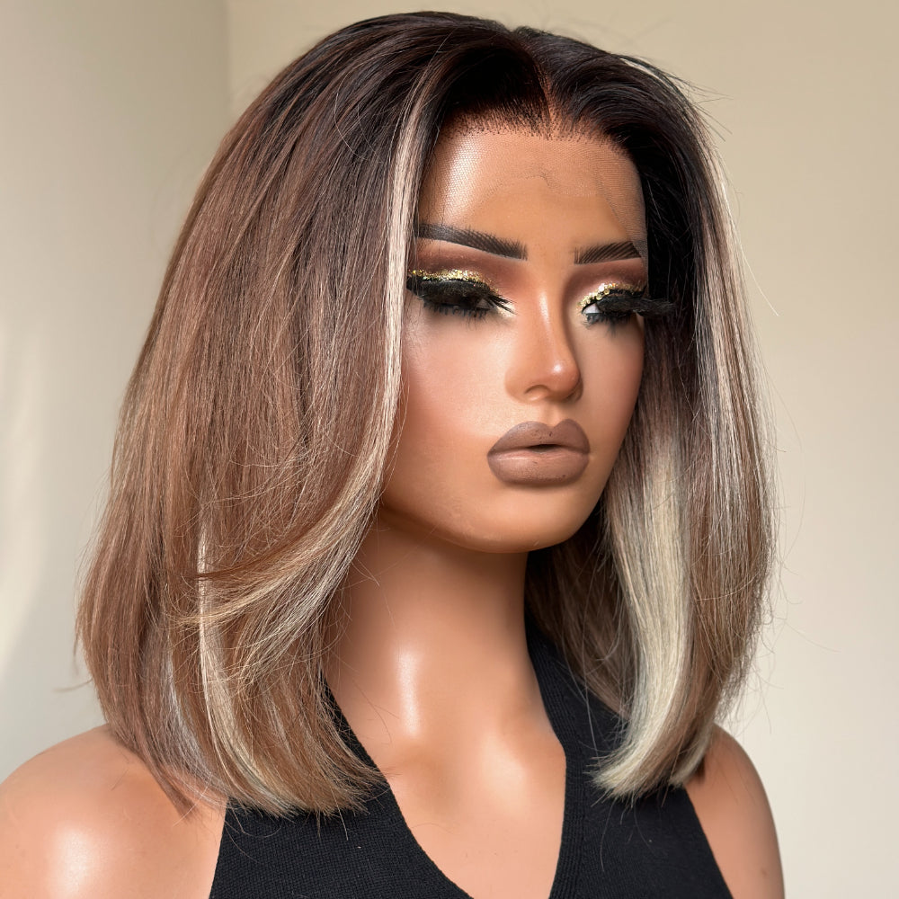 Elle Vane Ombre Brown And Blonde Highlight Lace Front Wig