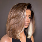 Elle Vane Ombre Brown And Blonde Highlight Lace Front Wig