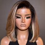 Elle Vane Ombre Brown And Blonde Highlight Lace Front Wig