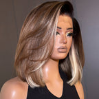 Elle Vane Ombre Brown And Blonde Highlight Lace Front Wig