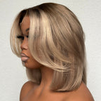 Elle Vane 5x5 Gray Gold layered Cut bob Wig