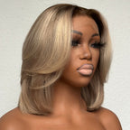 Elle Vane 5x5 Gray Gold layered Cut bob Wig