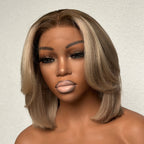 Elle Vane 5x5 Gray Gold layered Cut bob Wig