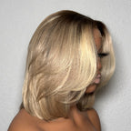 Elle Vane 5x5 Gray Gold layered Cut bob Wig