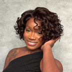 Elle Vane Glueless Dark Brown 5x5 Lace Closure Wave Bob Wig