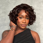 Elle Vane Glueless Dark Brown 5x5 Lace Closure Wave Bob Wig