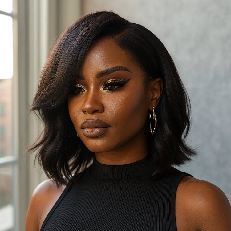 Elle Vane Natural Black Side Bangs Wig