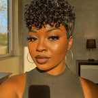 Elle Vane Natural Black Short Pixie Curly Wig