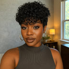 Elle Vane Natural Black Short Pixie Curly Wig
