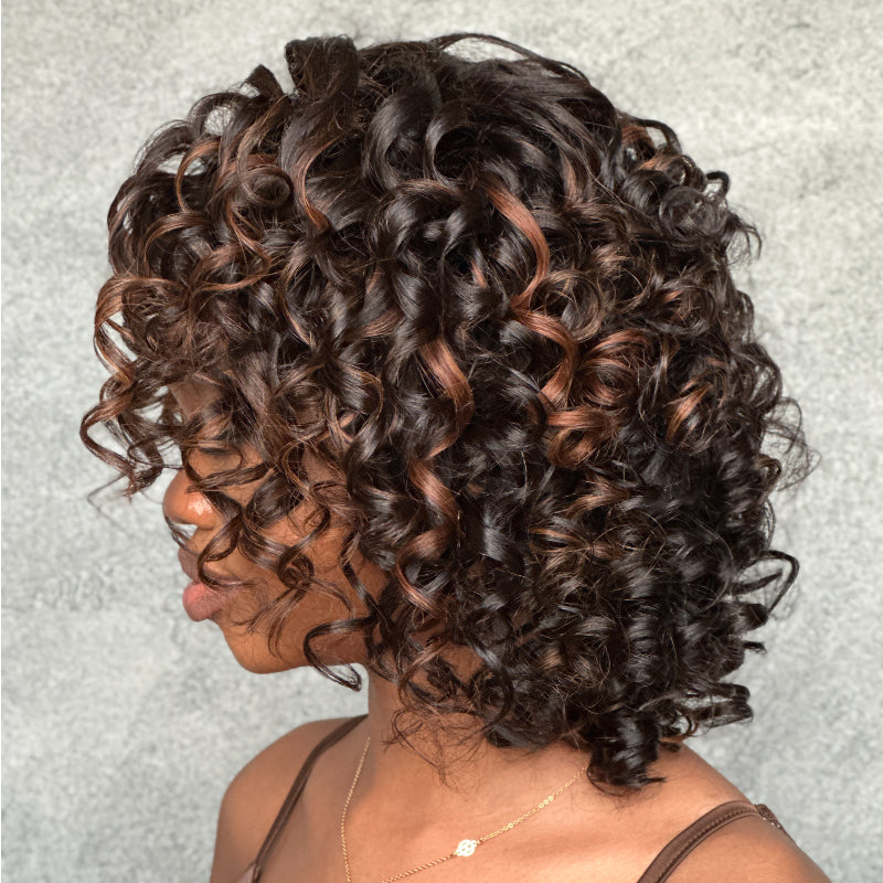 Elle Vane Brown highlight Loose Curly 13x4 Lace Wig