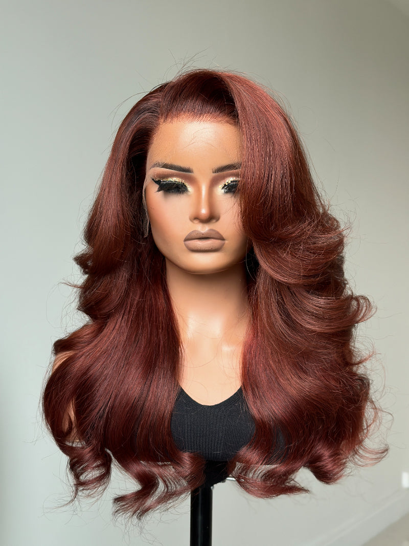 13x4 Red Brown Side Part Layer Wig