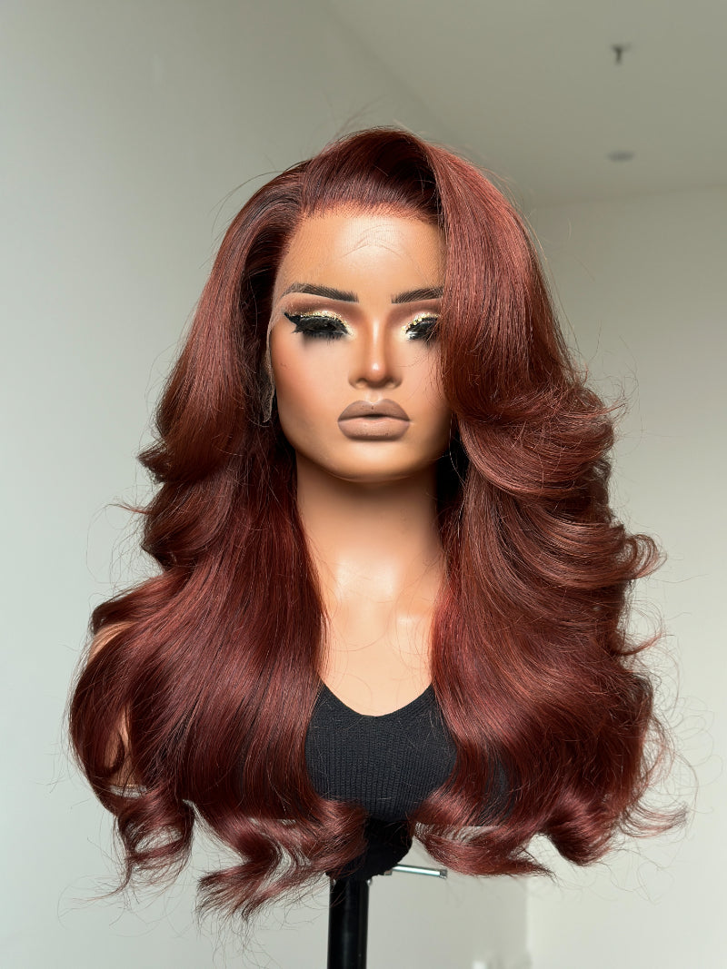 Elle Vane Reddish brown Side Part Layer 13x4 Lace Front Wig