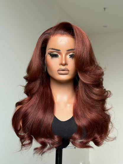 13x4 Red Brown Side Part Layer Wig