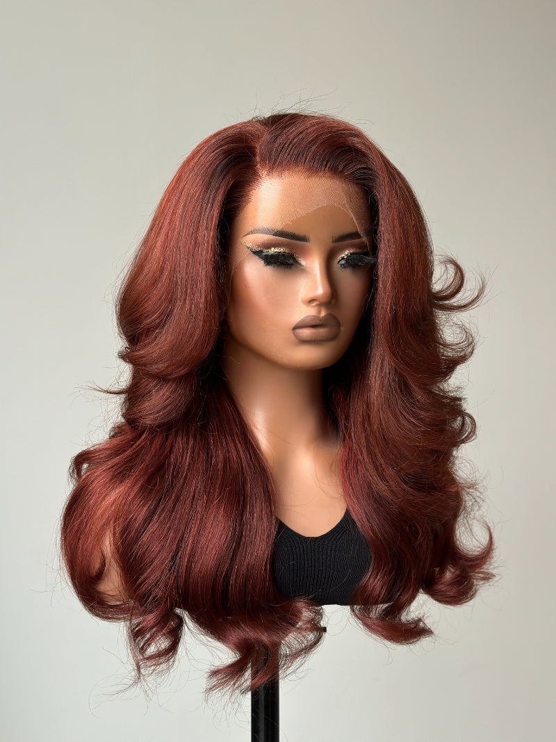 13x4 Red Brown Side Part Layer Wig