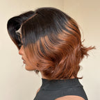 Elle Vane Side Parted Fluffy Gradient Brown 5X5 Lace Bob Wig