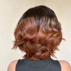 Elle Vane Side Parted Fluffy Gradient Brown 5X5 Lace Bob Wig