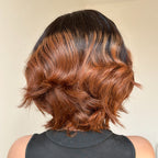 Elle Vane Side Parted Fluffy Gradient Brown 5X5 Lace Bob Wig