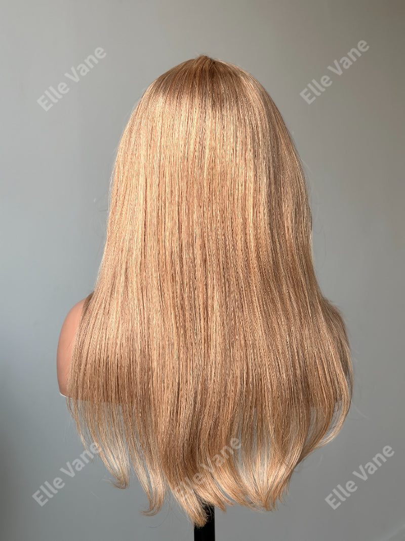 Elle Vane Glueless 613 Blonde Silky Straight Human Hair Wig With Bang