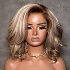 Elle Vane White & Grey Highlight Side-Parted Layer 13x4 Lace Front Wig