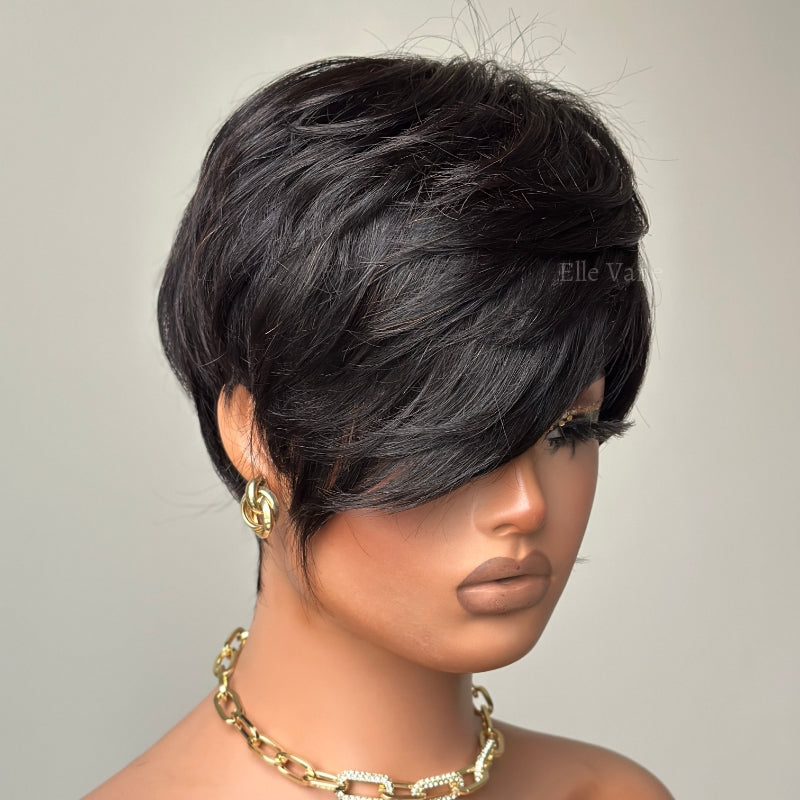 Elle Vane Put On & Go Black Side Bangs Pixie Cut Wig