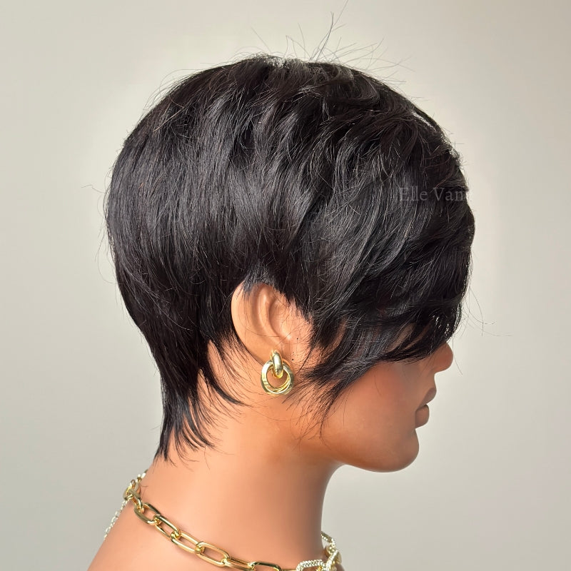 Elle Vane Put On & Go Black Side Bangs Pixie Cut Wig