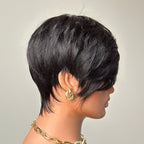 Elle Vane Put On & Go Black Side Bangs Pixie Cut Wig
