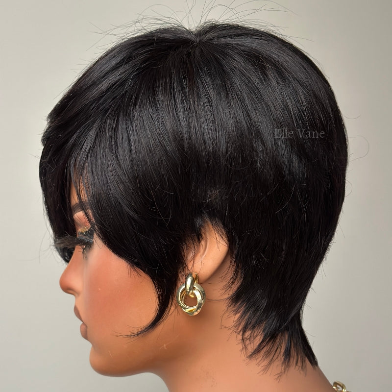 Elle Vane Put On & Go Black Side Bangs Pixie Cut Wig