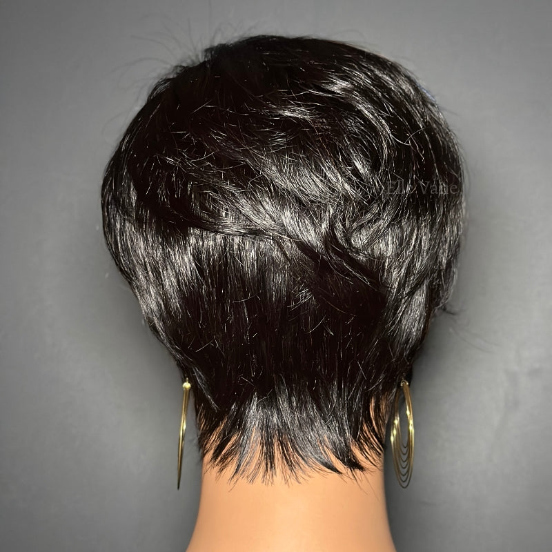 Elle Vane Put On & Go Black Side Bangs Pixie Cut Wig