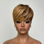 Elle Vane Blonde Highlights with Bottom Brown Short Pixie Cut Wig With Bangs