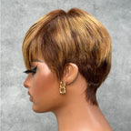 Elle Vane Blonde Highlights with Bottom Brown Short Pixie Cut Wig With Bangs