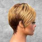 Elle Vane Blonde Highlights with Bottom Brown Short Pixie Cut Wig With Bangs