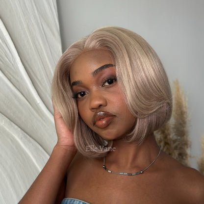 Elle Vane Glueless Gray-Gold Layered Bob 5x5 Lace Wig