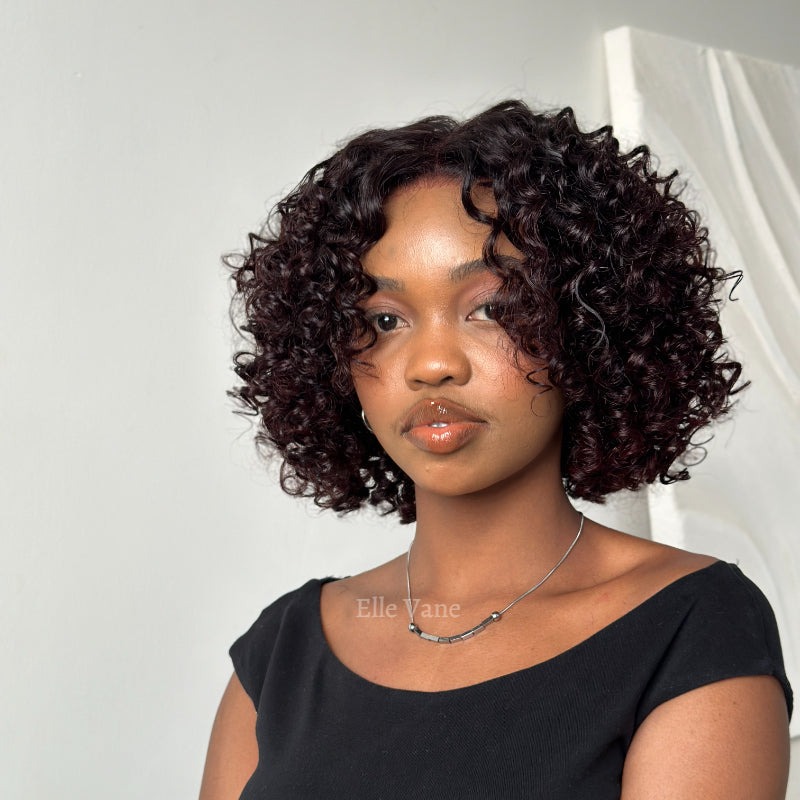 Elle Vane Glueless Ombre Reddish Brown Pixie Curl 5x5 Closure Lace wig