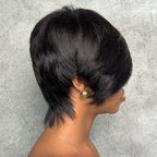 Elle Vane Natural Black Short Pixie Cut Wig With Side Bangs