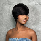 Elle Vane Put On & Go Black Side Bangs Pixie Cut Wig
