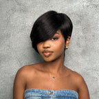 Elle Vane Put On & Go Black Side Bangs Pixie Cut Wig
