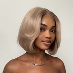 Elle Vane Glueless Gray-Gold Layered Bob 5x5 Lace Wig
