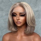 Elle Vane Glueless Gray-Gold Layered Bob 5x5 Lace Wig