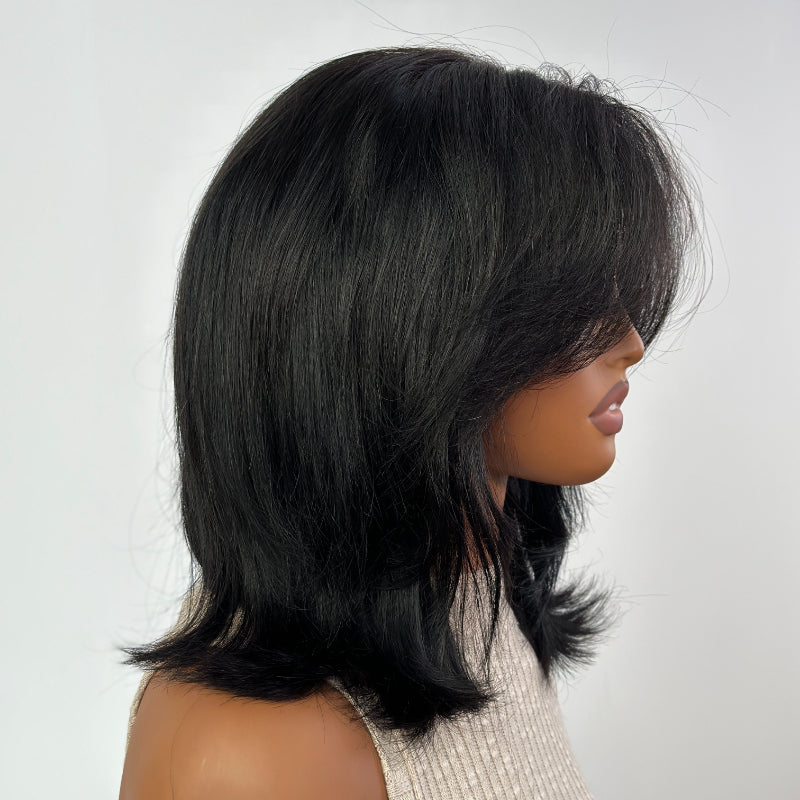 Elle Vane Sleek Layered Bob with Face-Framing Swoop Bangs Wig