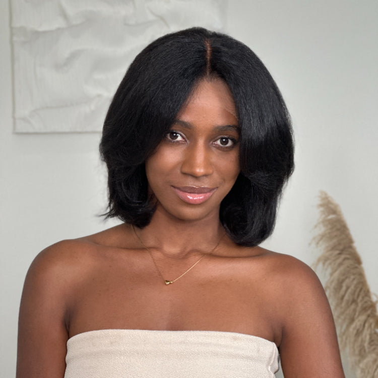 Elle Vane Natural Black layer blowout Kinky Edges Wig