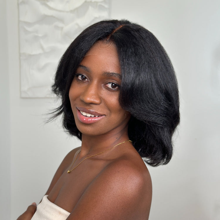 Elle Vane Natural Black layer blowout Kinky Edges Wig