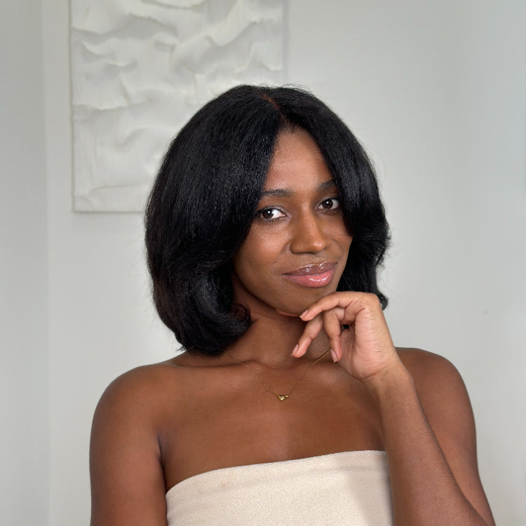 Elle Vane Natural Black layer blowout Kinky Edges Wig