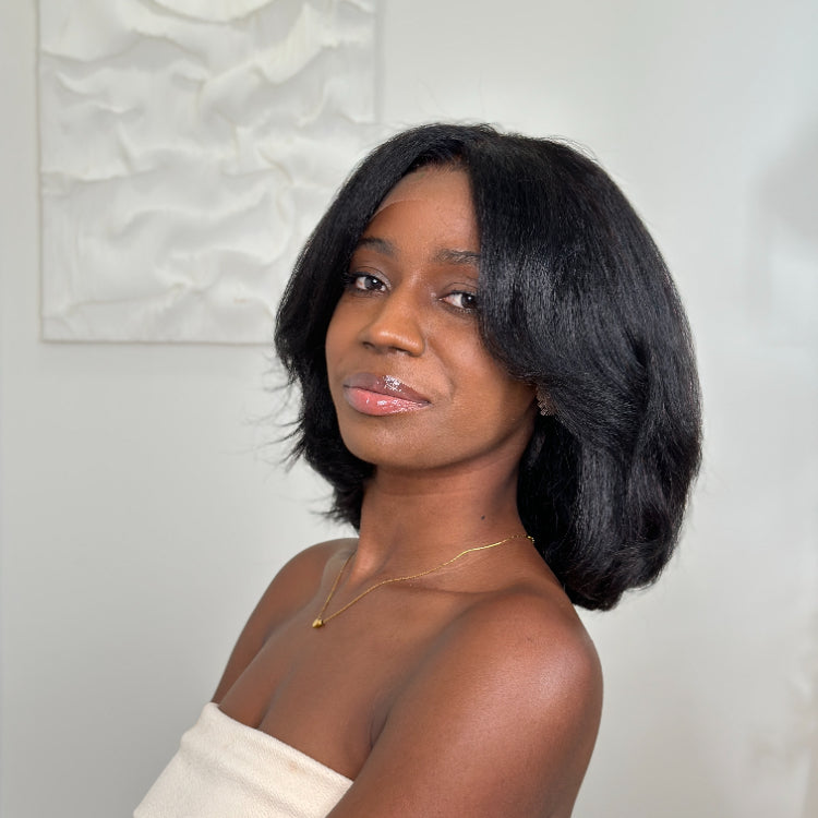 Elle Vane Natural Black layer blowout Kinky Edges Wig