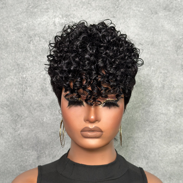 Elle Vane Natural Black Short Pixie Curly Wig