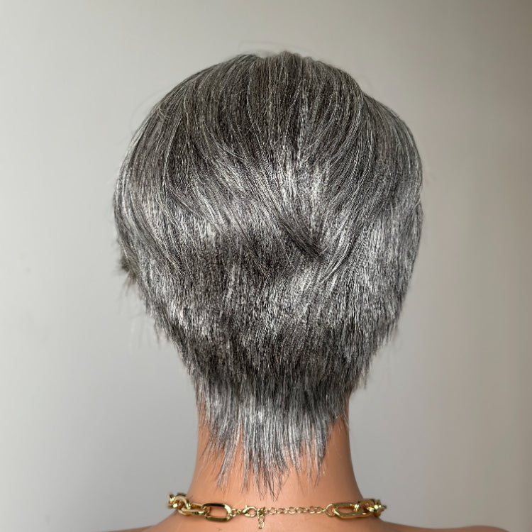 Elle Vane Ash Grey Short Pixie Cut 13x4 Lace Front Wig
