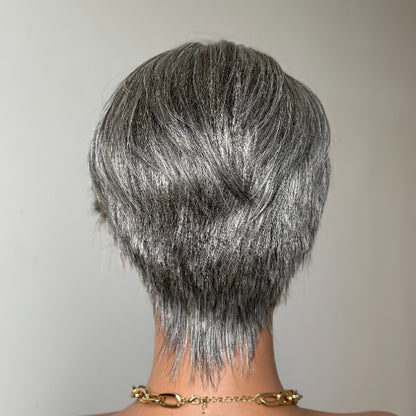 Elle Vane Ash Grey Short Pixie Cut 13x4 Lace Front Wig