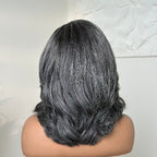 Elle Vane Put On and Go Salt and Pepper Layered Glueless Pre-Cut 7x5 Lace Grey Wig